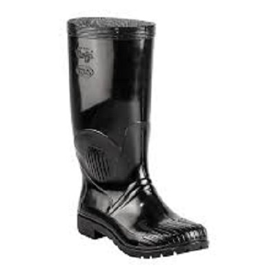 black heavy-duty gumboots.